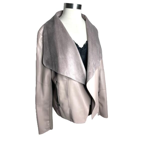 Bagatelle Collection Faux Leather Jacket Pink Open Front Women's Size Large - Picture 10 of 12